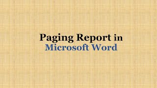 Paging ReportDocuments in Microsoft Word [upl. by Juni]