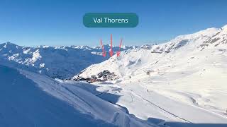 Ski afdaling naar Val Thorens met prachtige uitzichten [upl. by Ellenaj]