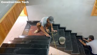 How to Install Granite on Indoor Stair Steps [upl. by Goodspeed]