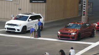 Hellcat Redeye vs Charger Scat Pack Widebody  muscle cars drag racing [upl. by Nickolai932]