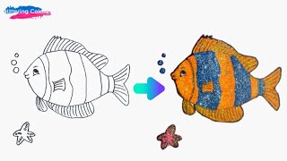 Glitter fish Drawing  Menggambar ikan untuk anakanak [upl. by Immanuel931]