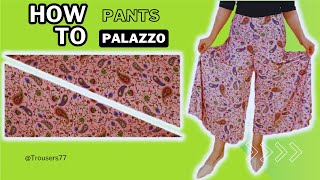 Very Easy making to Cutting and Trousers Stitching  Palazzo Skirt Pants Trick l with Cutout Detail [upl. by Maro]