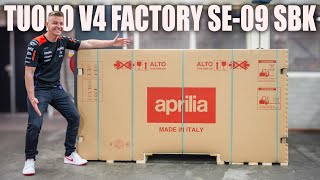 APRILIA TUONO 175HP V4 FACTORY SE09 SBK UNBOXING amp REVIEW [upl. by Hahsia]