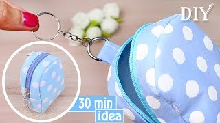 DIY MONEY POUCH BAG TUTORIAL  Keychain Idea 2018 Mini Bag Fast Making [upl. by Marylinda]