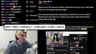 xQc reacts to Pokimane Apparently quotMissSpokequot amp Saying her Editor Never quotTouched Himselfquot to quotHerquot [upl. by Grenier]