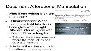 Forensics 19 Questioned Documents 6 Using IR to Identify Erasures and Alterations Other Document Al [upl. by Anetta]