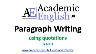 Paragraphing Writing using Quotations paraphrasing [upl. by Aridnere]