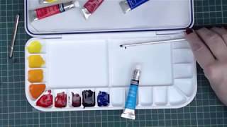 Colour Mixing 6 primary Winsor and Newton water colour tubes into 21 colours pan colours [upl. by Ward]