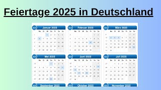 Feiertage 2025 in Deutschland [upl. by Banebrudge]