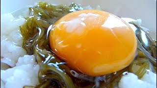 Eating Japanese food Tamago kake gohan quotMekabuquot ASMR [upl. by Asiela497]