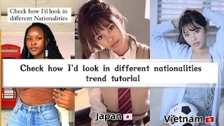 Nationality challenge reel tutorial  Different nationalities tiktok trend tutorial  Face play [upl. by Aynas691]