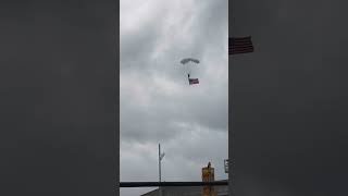 Parachutist drops into BOA Stadium before Carolina Panthers’ Home Game shorts [upl. by Covell]