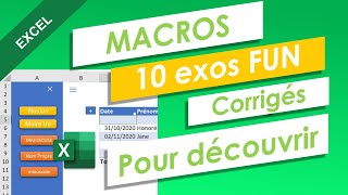 Macros VBA 10 Exercices fun correction [upl. by Aneez286]