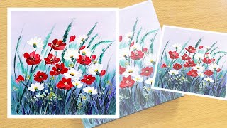 Red Poppies STEP by STEP Acrylic Painting  Vẽ Tranh Acrylic Hoa Anh Túc [upl. by Heron]