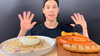 새로나온 불닭 킬바사에 크림파스타 먹방🔥 총각김치까지 꿀조합 리얼사운드 Buldak Kielbasa amp Pasta Mukbang Asmr [upl. by Idyh]