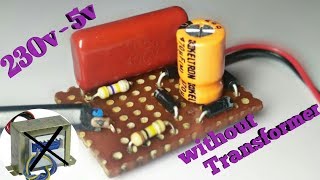 230v AC to 5v DC converter without transformerTransformer less power supply 230v to 5v [upl. by Innus]