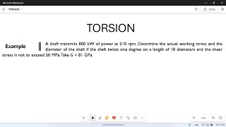 Torsion in shafts 13 Numerical problem Allowable stress and twist in torsion [upl. by Ecnav]