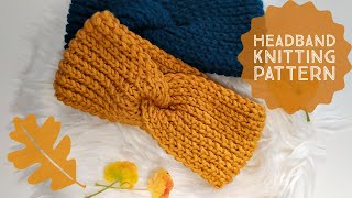 AUTUMN HEADBAND  knitting tutorial for beginners [upl. by Yma]