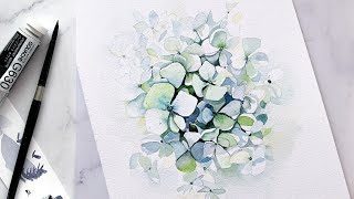 Watercolor Tutorial Hydrangea Flowers [upl. by Olocin973]