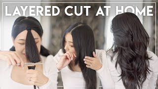 HOW I CUT MY OWN HAIR AT HOME Easiest Long Layers ✂️ [upl. by Ilyssa]