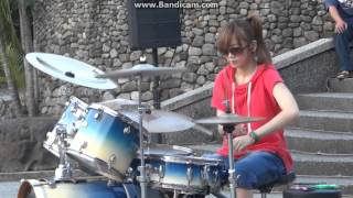 Cute and pretty female drummer from Taiwan SWhite [upl. by Eedia]