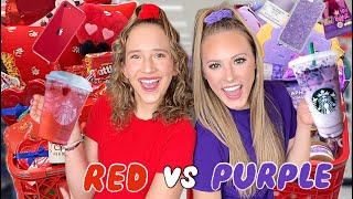 RED 💄💋❤️ VS PURPLE 💜🦄🔮 TARGET SHOPPING CHALLENGE [upl. by Longley]