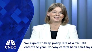 We expect to keep policy rate at 45 until end of the year Norway central bank chief says [upl. by Ludlow]