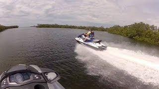 Yamaha FX SHO Cruiser versus Kawasaki STX 15F  top speed running head to head [upl. by Chace]