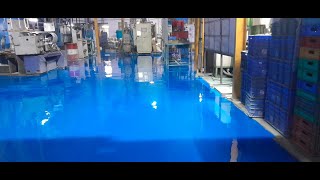 EPOXY FLOOR COATING  INSTALLING BLUE COLOR EPOXY FLOOR [upl. by Edals]