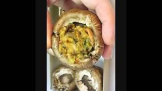 Stuffed Portobello Mushrooms  Breading Bell Pepper Bacon and cheese [upl. by Cagle]