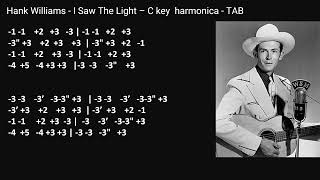 practice Hank Williams  I Saw The Light – C key harmonica  TAB [upl. by Michon824]