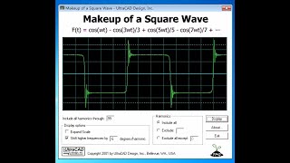 Square Wave Simulation Fundamental Frequency Harmonics and Phase Shift [upl. by Nnael]