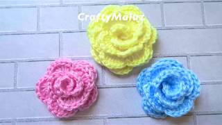 TUTORIAL ♥ Rosas tejidas muy fácil rápido de hacer  flor tejida paso a paso CraftyMaluz [upl. by Aisela]