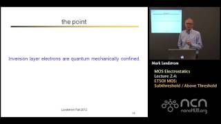 nanoHUBU Nanoscale Transistors L24 MOS Electrostatics  ETSOI MOS subthresholdabove threshold [upl. by Akemej]