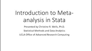 Introduction to Metaanalysis using Stata [upl. by Eenad815]