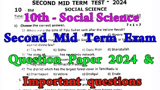 10th Social 2nd mid term question paper 202410th Social Science Second mid term question paper 2024 [upl. by Aeila]