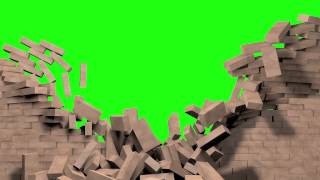 Green Screen exploding wall version 3 free footage for use in video editing software [upl. by Swenson562]