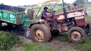 Swaraj 724 Tractor with Trolley stuck in SubNahar [upl. by Kcirb427]