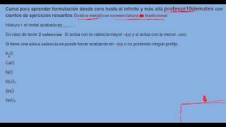 Formulación inorgánica 14 Oxidos metálicos nomenclatura tradicional [upl. by Suilienroc298]