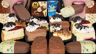 ASMR CHEESECAKE FACTORY SAMPLER amp MAGNUM COOKIE DUO ICE CREAM BARS SNICKERS OREO CHOCOLATE 먹방 [upl. by Nnaitsirhc622]