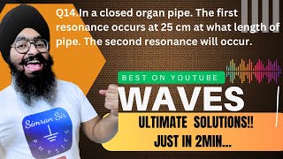 Q14SecB In a closed organ pipe the first resonance occurs at 25 cm at what length of pipe the second [upl. by Wescott873]