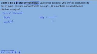 Concentración en masa DISOLUCIONES ejercicios resueltos 3º ESO gramos de soluto [upl. by Cleopatra]