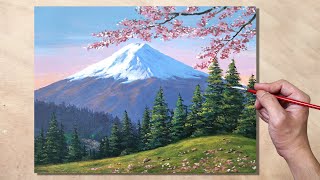 Acrylic Painting Mt Fuji Landscape [upl. by Enos]