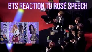 BTS reaction to BLACKPINK Rosé speech at Gaon Chart Award 2017 [upl. by Eittel]