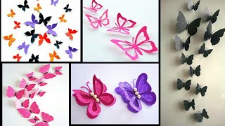 3 AWESOME WALL DECOR IDEAS WITH PAPER FLOWERS AND PAPER BUTTERFLIES [upl. by Pen]