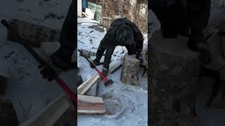 Wood chopping with an axe Goodtools and machinery make work more faster [upl. by Ssidnak]