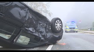 Unfall Emmerich mit Verletzten  Sichtbehinderung durch Schild und Nebel [upl. by Masuh]