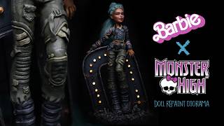 Barbie x Monster High Doll Repaint  PostApocalyptic Cyberpunk Diorama  fallout barbie [upl. by Hank220]