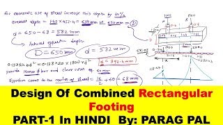 Design of combined rectangular column footing PART1  Parag pal [upl. by Enaek]