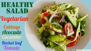 Vegetarian salad recipe  Healthy Cabbage Avocado Tomato Cucumber Salad  Rocket leaf with Avocado [upl. by Mcgrath631]